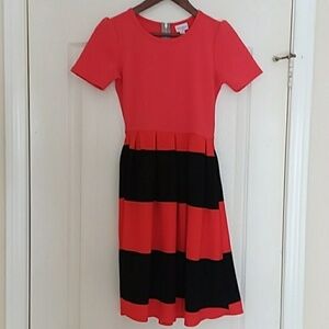 Lularoe extra small Amelia red black striped dress